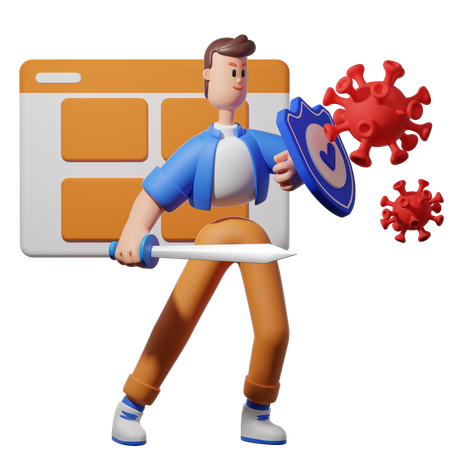 Détruire un virus sur un ordinateur  3D Icon