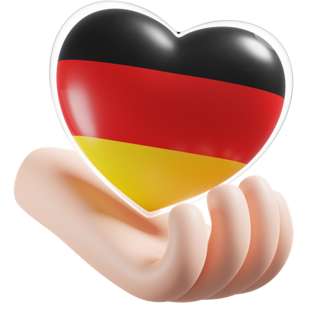 Deutschland Flagge Herz Handpflege  3D Icon