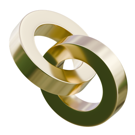 Deux anneaux en or entrelacés de forme abstraite  3D Icon