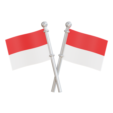 Deux drapeaux indonésiens  3D Icon