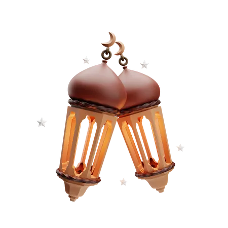 Deux lanternes arabes  3D Illustration