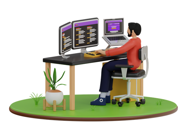 Developed Code In Computer  3D Icon