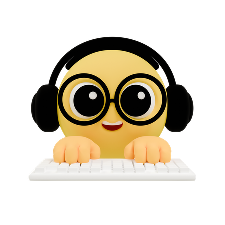 Developer Emoji Coding With Keyboard  3D Icon