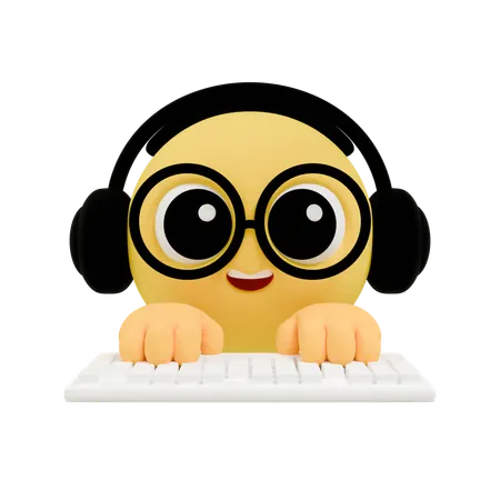 Developer Emoji Coding With Keyboard  3D Icon