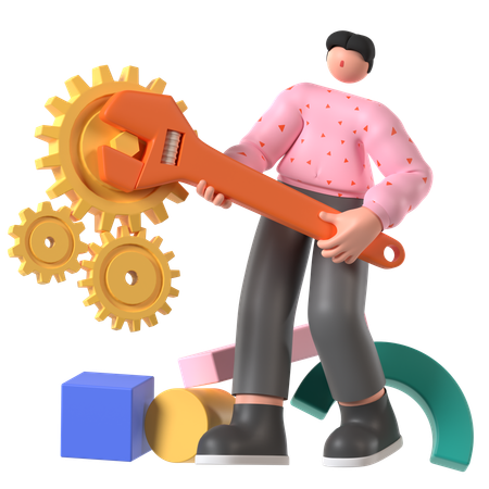 Developer working on code Setting Configuration  3D Icon