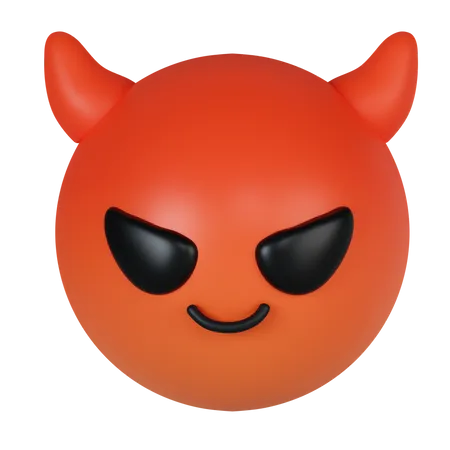 3 D Emoticon Smiling With Horns Devil Emoji Red Face Devil Emoji Icon Isolated On Gray Background 3 D Rendering Illustration Clipping Path 3D Icon