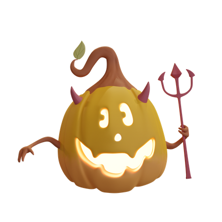 Devil Pumpkin  3D Illustration