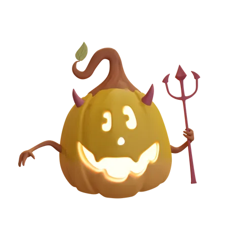 Devil Pumpkin  3D Illustration