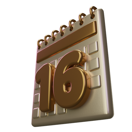 Calendário dezesseis  3D Icon