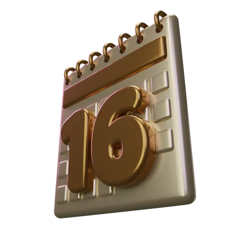 Calendário dezesseis  3D Icon