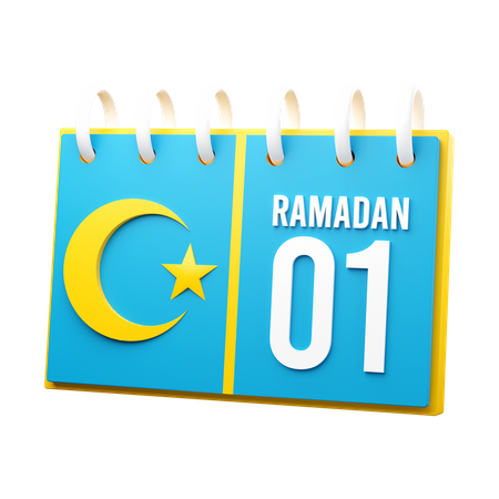 Dia 1 calendário do Ramadã  3D Illustration