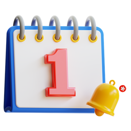 Día 1 del calendario  3D Icon