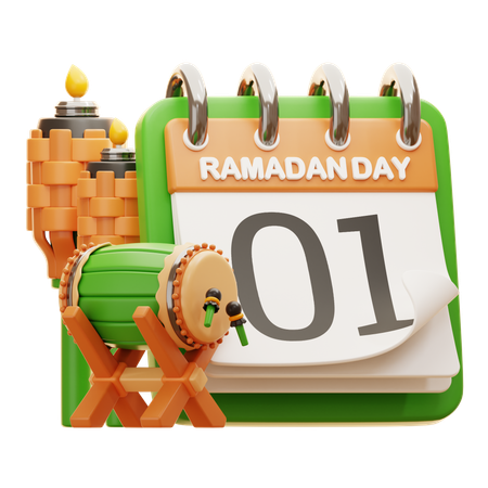 Dia 1 Ramadã  3D Icon