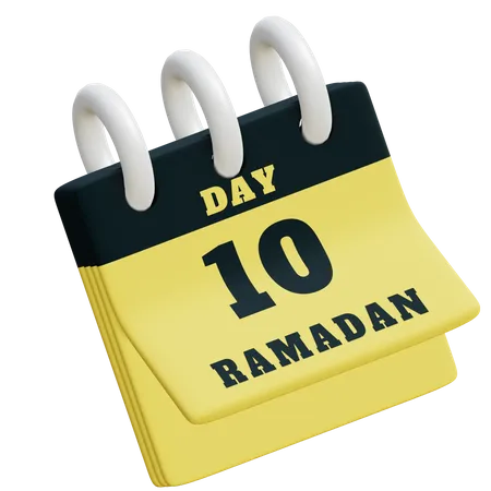 Dia 10 calendário do Ramadã  3D Illustration