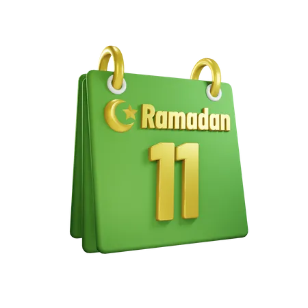 Dia 11 calendário do Ramadã  3D Illustration