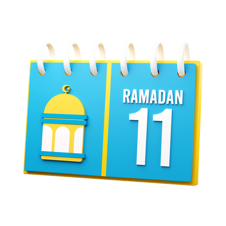 Dia 11 calendário do Ramadã  3D Illustration