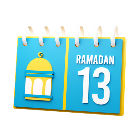 Día 13 calendario de ramadán  3D Illustration