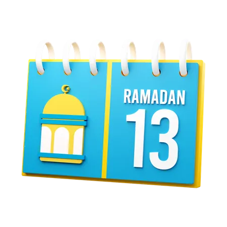 Día 13 calendario de ramadán  3D Illustration