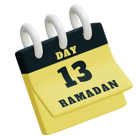 Dia 13 calendário do Ramadã  3D Illustration
