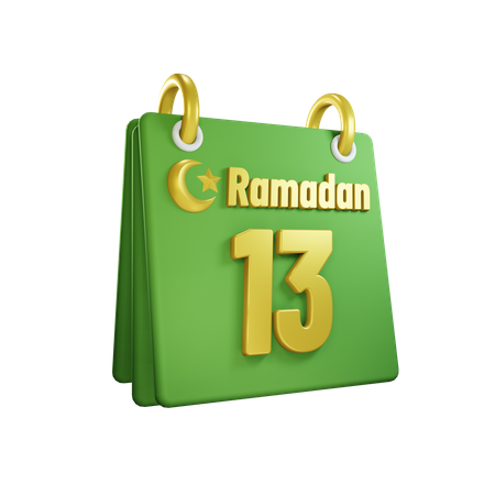 Dia 13 calendário do Ramadã  3D Illustration