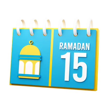 Día 15 calendario de ramadán  3D Illustration
