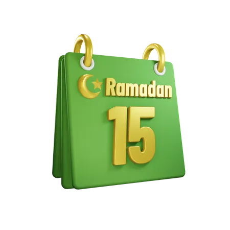 Dia 15 calendário do Ramadã  3D Illustration