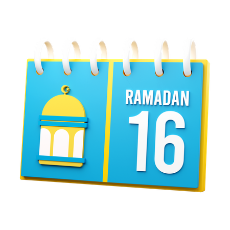 Dia 16 calendário do Ramadã  3D Illustration