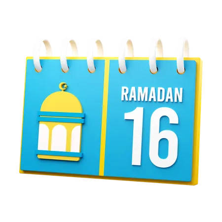 Dia 16 calendário do Ramadã  3D Illustration