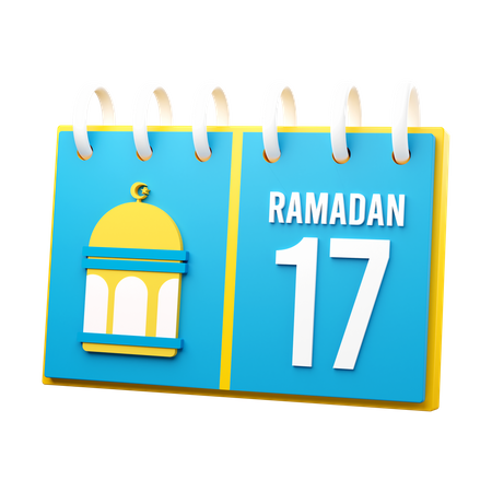 Dia 17 calendário do Ramadã  3D Illustration