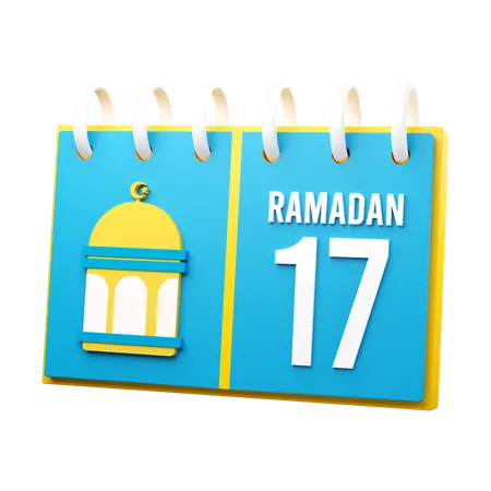 Dia 17 calendário do Ramadã  3D Illustration
