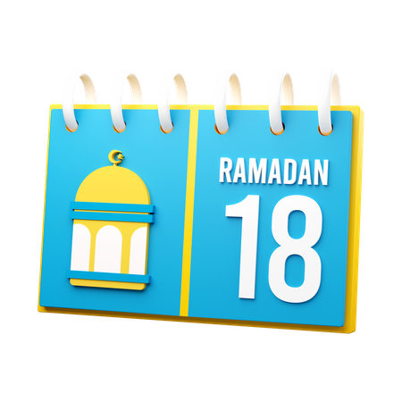 Día 18 calendario de ramadán  3D Illustration