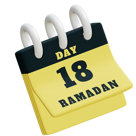 Dia 18 calendário do Ramadã  3D Illustration