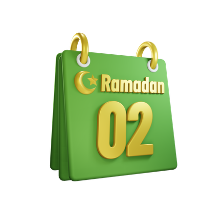 Dia 2 calendário do Ramadã  3D Illustration