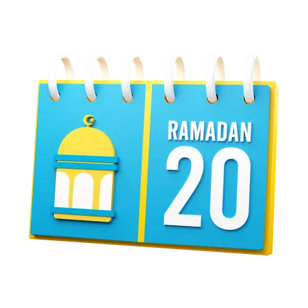 Día 20 calendario de ramadán  3D Illustration