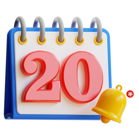 Día 20 del calendario  3D Icon