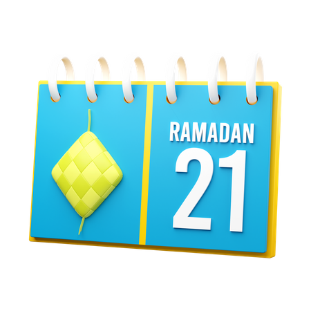 Día 21 calendario de ramadán  3D Illustration