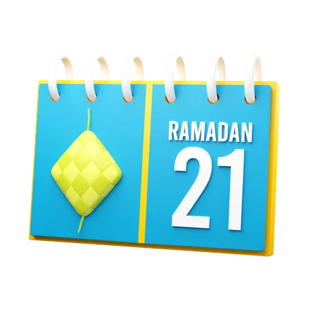 Día 21 calendario de ramadán  3D Illustration