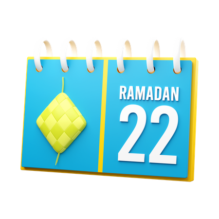 Día 22 calendario de ramadán  3D Illustration
