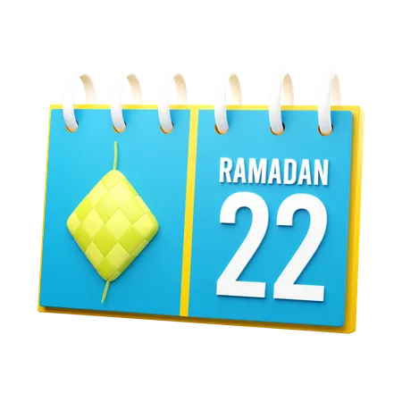 Día 22 calendario de ramadán  3D Illustration