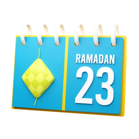 Dia 23 calendário do Ramadã  3D Illustration