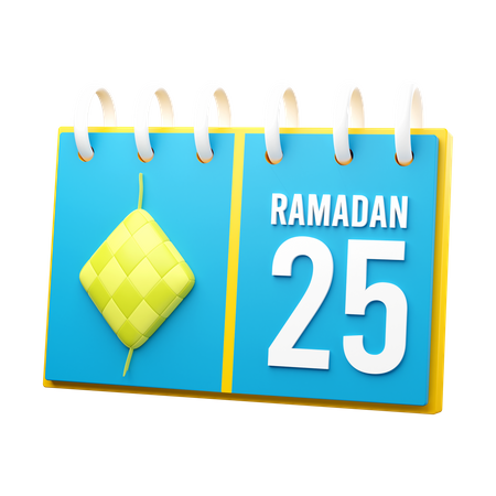 Dia 25 calendário do Ramadã  3D Illustration