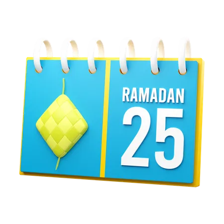 Dia 25 calendário do Ramadã  3D Illustration