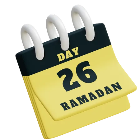 Dia 26 calendário do Ramadã  3D Illustration