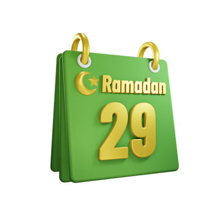 Dia 29 calendário do Ramadã  3D Illustration