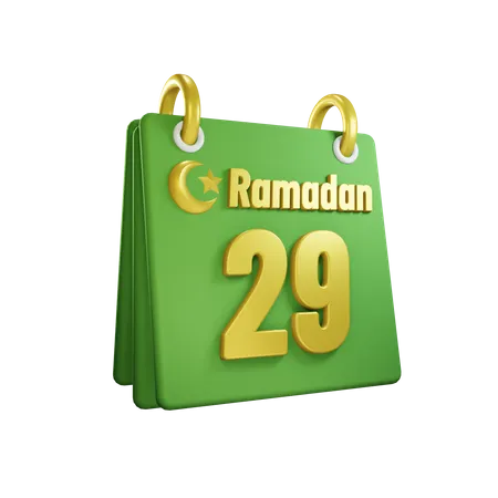 Dia 29 calendário do Ramadã  3D Illustration