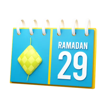 Dia 29 calendário do Ramadã  3D Illustration