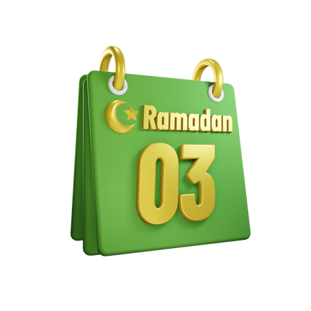 Dia 3 calendário do Ramadã  3D Illustration