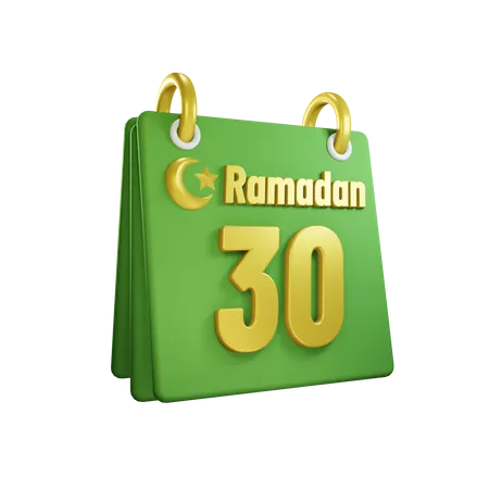 Día 30 calendario de ramadán  3D Illustration