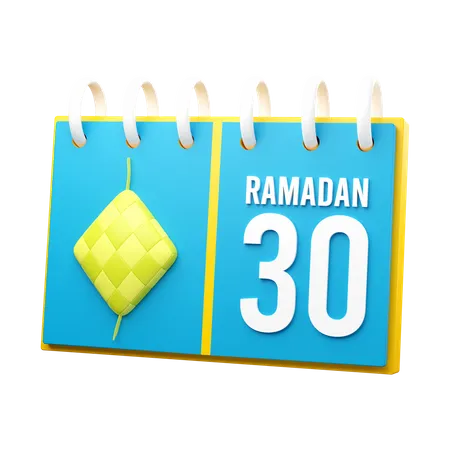 Día 30 calendario de ramadán  3D Illustration