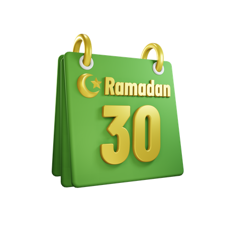 Dia 30 calendário do Ramadã  3D Illustration